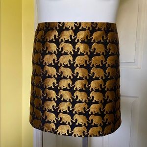 J CREW black gold skirt embroidered elephants 12